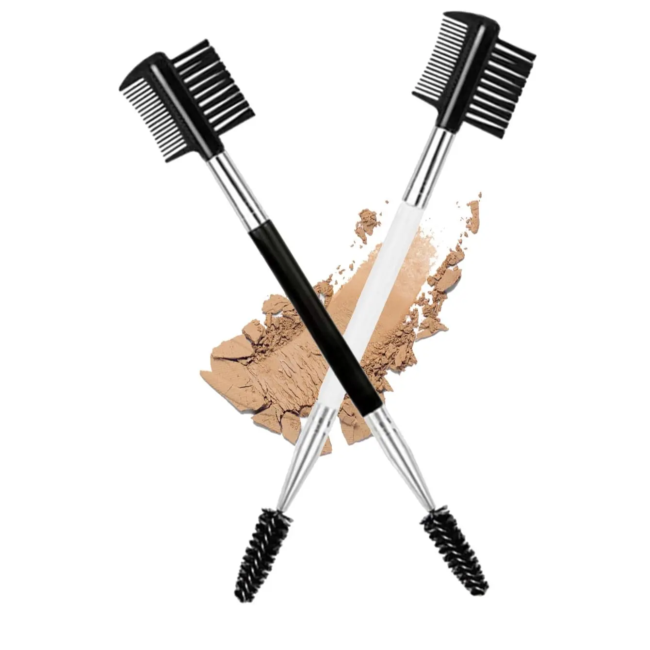  3 Head Eyebrow Eyelash Shaper Eyelash Comb Double Head Brush Makeup Grooming Tool cosmetic with 3 Different Spoolie Brushes for Separating Lashes, Eliminating Mascara Clumps, Grooming and Shaping Brow
