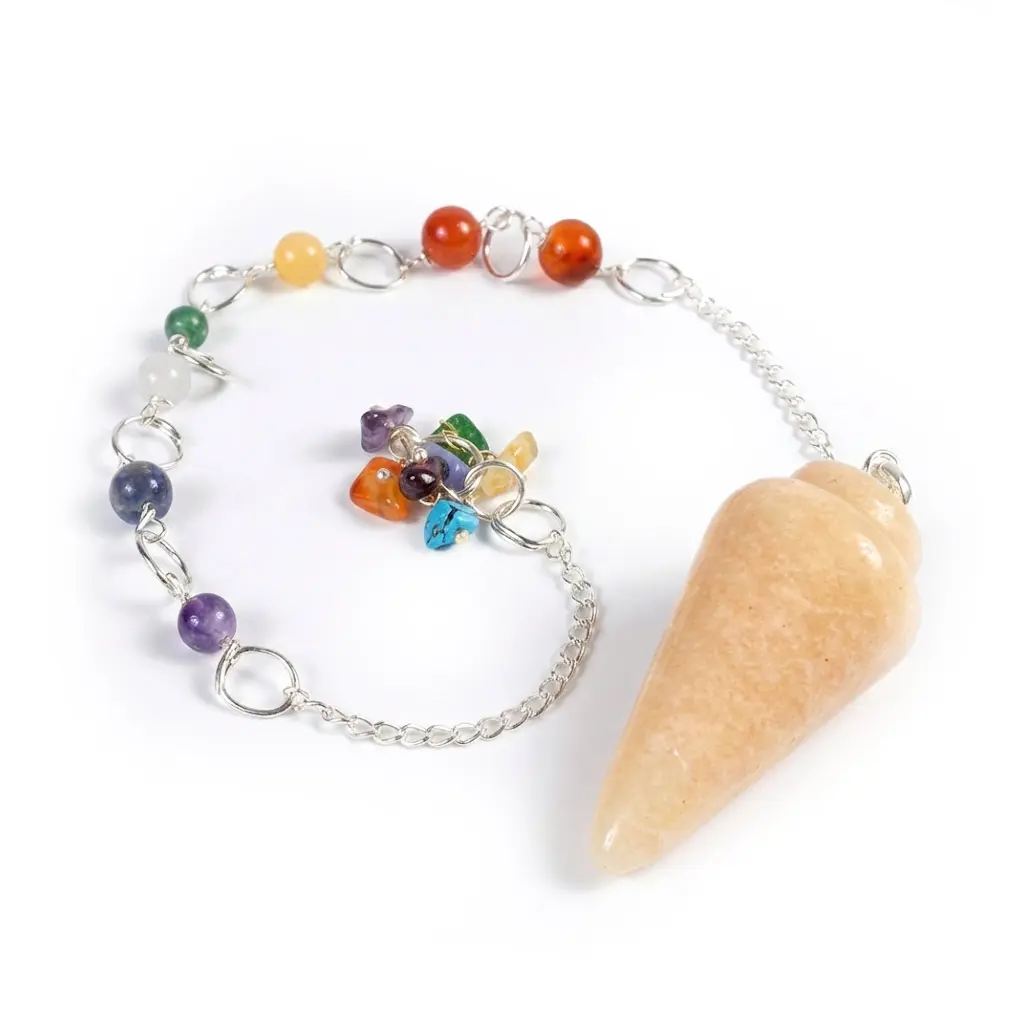 Peach Moonstone 7 Chakra Pendulum — Crystal Divination Tool