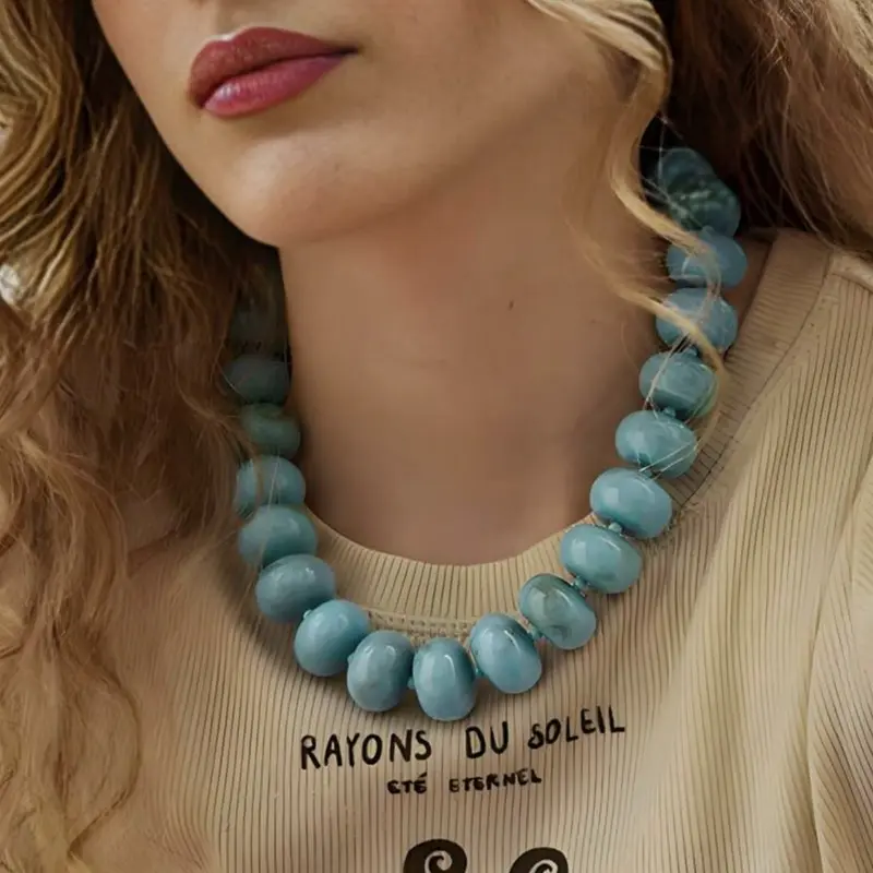 【Biack Friday】Geometric Acrylic Beaded Choker Necklace, Boho Style Ladies' Collar Chain, Perfect for Summer Beach Wear, Trendy Fashion Accessory