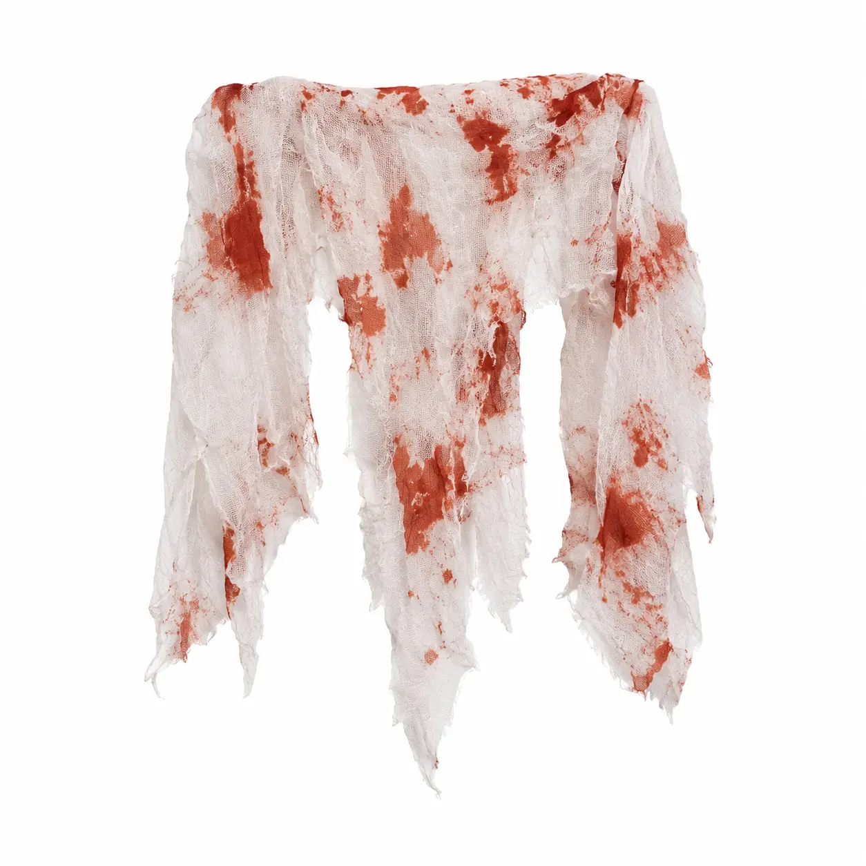 Bloody Gauze Cloth Drape – Tattered Halloween Fabric Decoration with Blood Stains