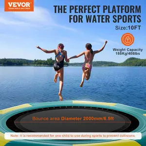 VEVOR Inflatable Water Bouncer, 12ft Recreational Water Trampoline, Portable Bounce Swim Platform with 3-Step Ladder & Electric Air Pump, Kids Adults Floating Rebounder for Pool, Lake, Water Sports