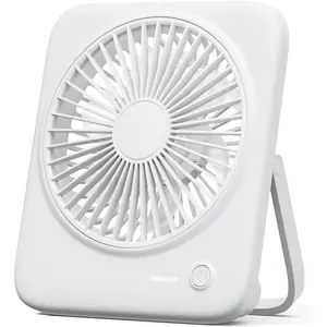 Rechargeable Portable Desk Fan, 6.5 Inch Small Personal Fan 4000mAh  Operated & USB , Slim Silent, Foldable, 4 Speeds for Travel Office Indoor Outdoor Table Desktop (White)