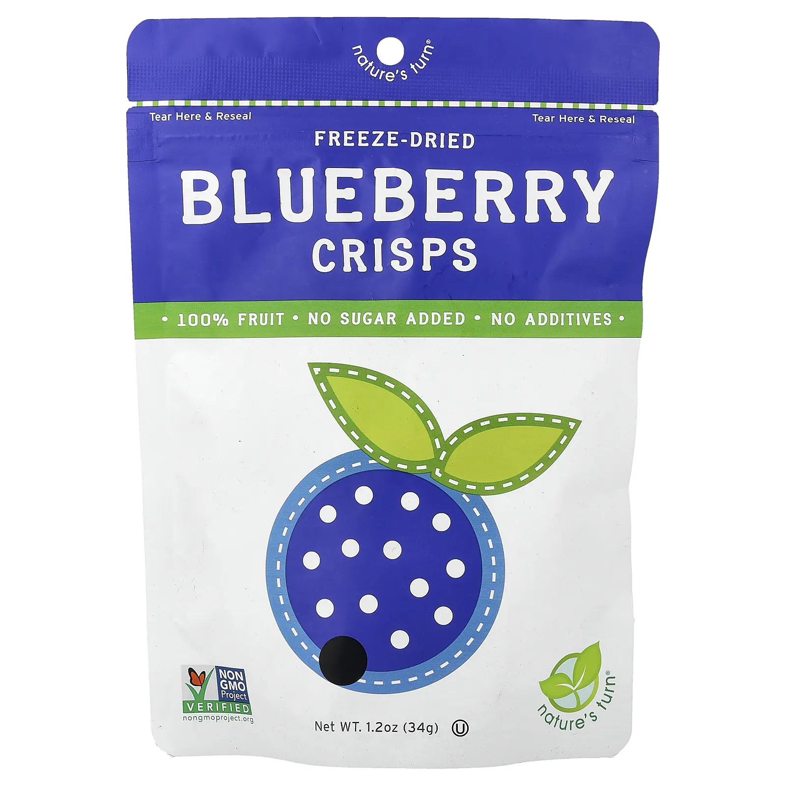 Nature's Turn Freeze-Dried Blueberry Crisps, 1.2 oz (34 g)