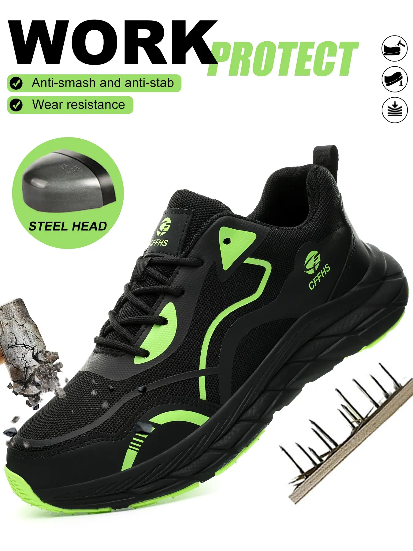 New Versatile Safety Shoes, Casual Sneakers Walking Shoes, Steel Toe Workshoes Anti-Puncture Breathable Comfort Lightweight Durable, Daily Wear Industrial Construction Use, Footwear