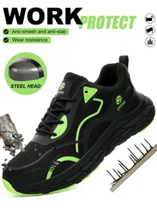 New Versatile Safety Shoes Casual Sneakers Walking Shoes, Steel Toe Anti-Puncture Breathable Comfort Lightweight Durable, Daily Wear Industrial Construction Use