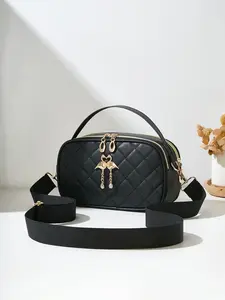 Swan Plaque Fashion Shoulder Bag Crossbody Bag, Stylish Single Strap Handbag for Women, Versatile Casual Accessory