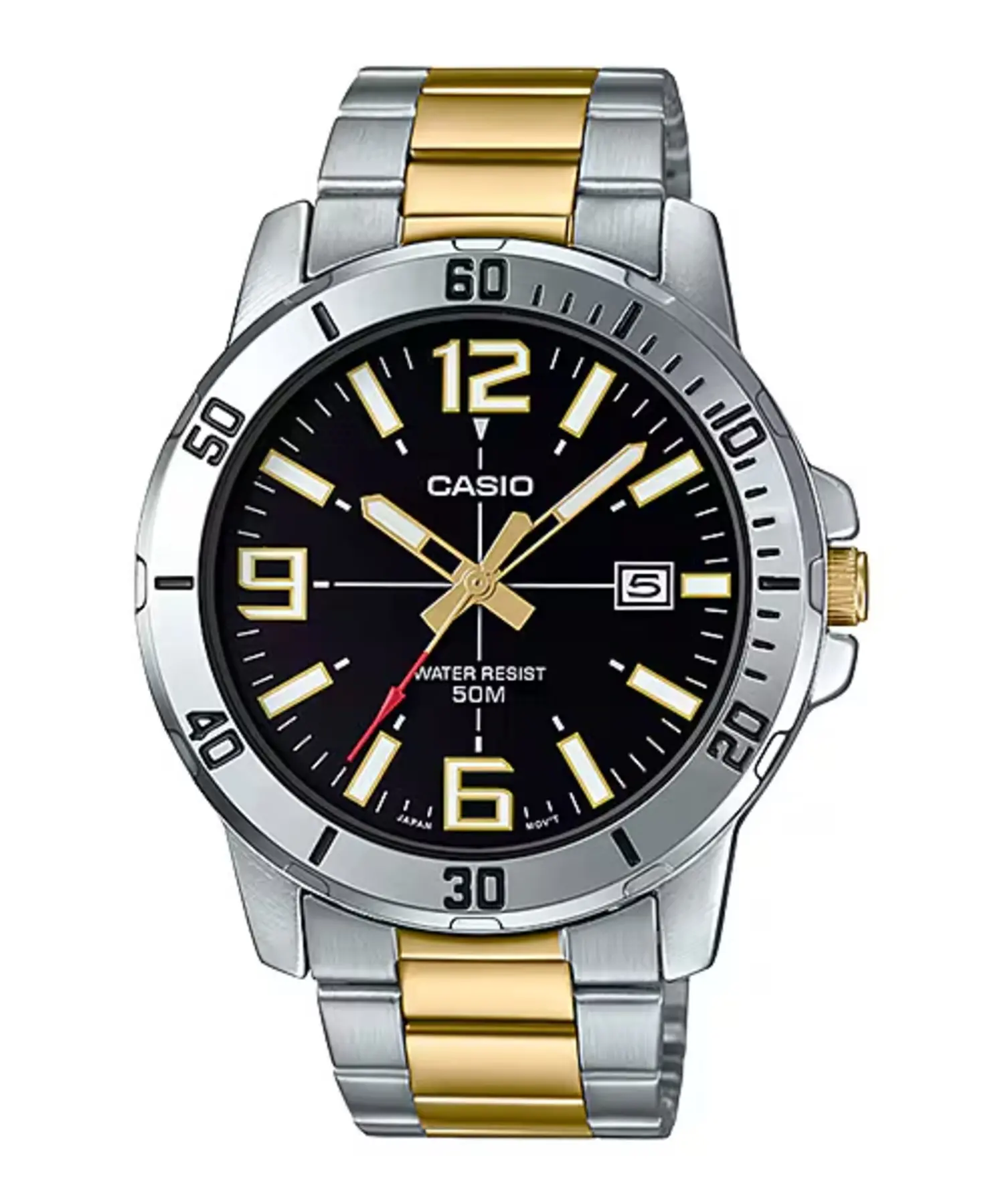 Casio Men’s Two-Tone Stainless Steel Watch with Black Dial - MTP-VD01SG-1BV