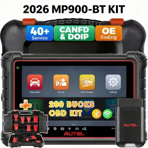 Autel MaxiPRO MP900-BT KIT - 8" Wireless Automotive Diagnostic Tablet, 11 OBD Adapters, ECU Coding, 40+ Services, 3000+ Active Tests, CAN-FD & DoIP Car Code Reader Scanner