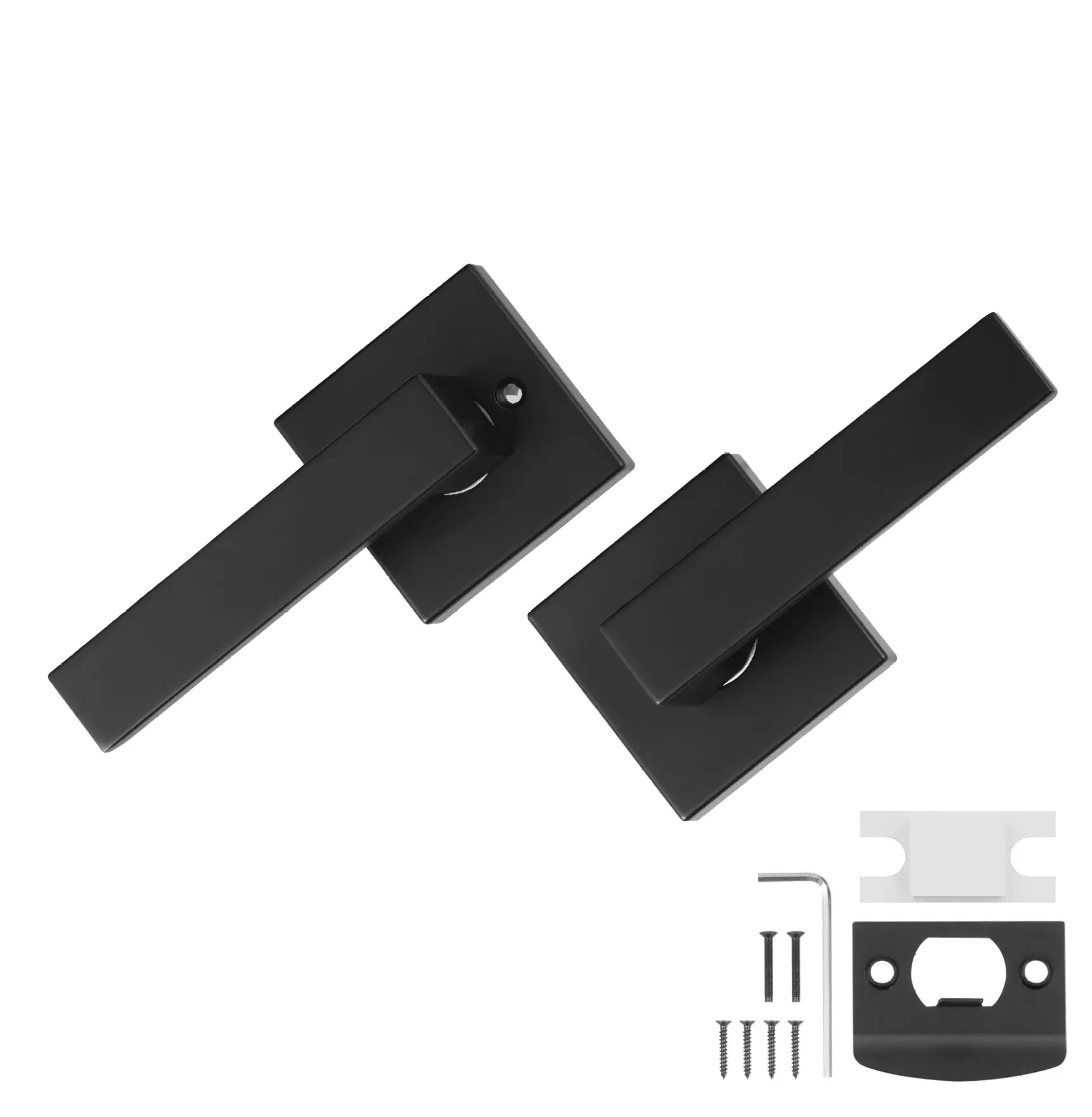 Passage Door Handles 6-Pack, Matte Black Lever, Reversible Non-Locking, 45 Rotation, Universal Interior Door Hardware for Hallways, Closets 6 Pieces
