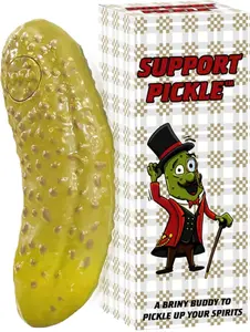 Emotional Support Pickle - 100+ Positive Inspirational Phrases - Press Button - Funny Family Friendly Gag Toy for Class, Office, Gift, Friends