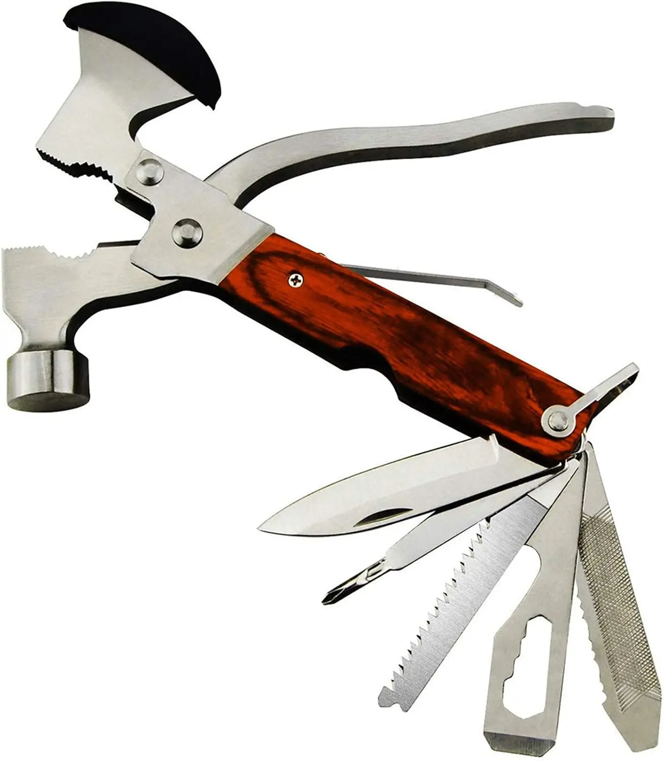 18-in-1 Multitool Camping Axe Hammer - Multi Tool with Plier, Knife, Emergency Escape Tool - Survival Gear for Outdoor Camping, Hunting - Fathers Day Gift for Men