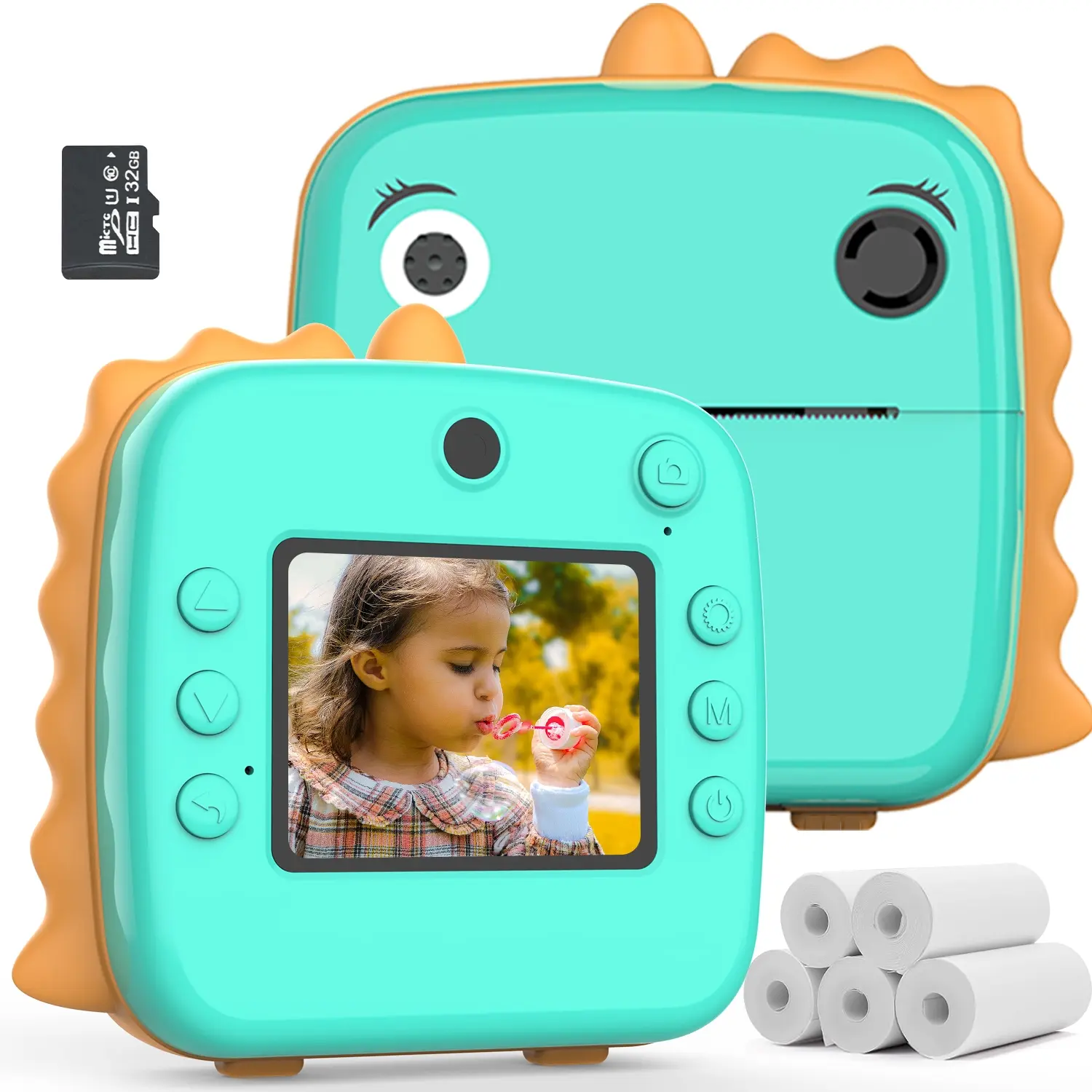 Dinosaur Design Instant Camera, Instant Print Camera, Cute Video Recording Pocket Camera Toy, 32GB Memory Card, Perfect Birthday & Holiday Gift, Colorful Fun Camera, Perfect Christmas Gift