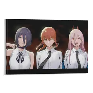 Anime Chainsaws Power Makimas & Rezes Poster. Decorative Painting on Canvas. Great for Modern Family Bedroom Decor Posters. Poster Canvas Wall Art For Bedroom Decor Bar Office Room Decor Gift
