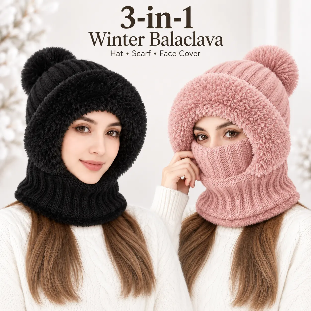 3-in-1 Winter Balaclava - Fleece Hat, Scarf & Ear-Flap Maskfor Everyday & Outdoor Use 3-in-1 Winter Balaclava - Fleece Hat, Scarf & Ear-Flap Maskfor Everyday & Outdoor Use
