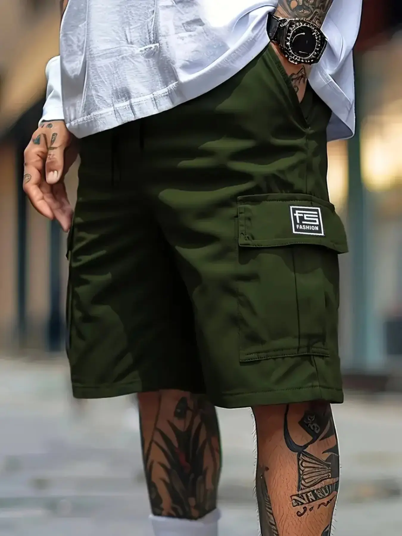 Men's Casual Sportswear Cargo Shorts, Casual Athleisure Shorts, Athletic Casual Shorts, Comfortable Soft Fabric, Pockets, Elastic Waist Drawstring, Perfect for Spring Summer Fall