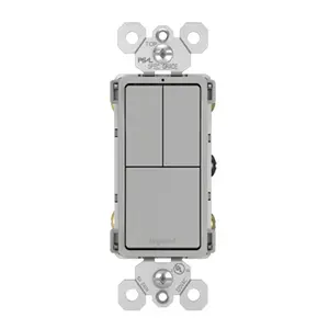 Legrand RCD113GRY Radiant Combination Switch, 15A, Single-Pole/3-Way, Gray