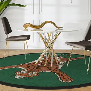 Tiger Pattern Round Floor Mat, 1 Count Non-slip Soft Floor Carpet, Decorative Area Rug for Home Living Room Bedroom Study Room