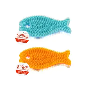 Spike Sensory Fish Fidget Toy (2-Pack), Silicone Texture for Focus, Stress Relief & Tactile Play (Blue & Orange)