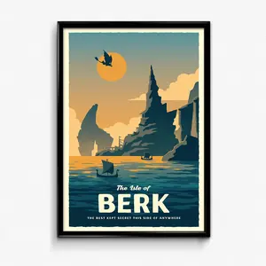 Berk Travel Poster HTTYD Wall Art Decor Gift Berk Travel Poster HTTYD Wall Art Decor Gift
