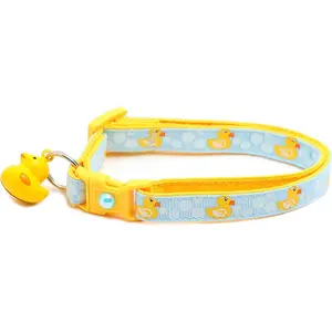 Rubber Ducky Cat Collar with Duck Bell | Adjustable Large Size or Kitten Collar | Safety Breakaway Collar (Large(10lbs & Up), Light Blue)