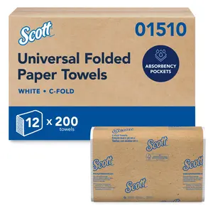 Scott Professional Essential C-Fold Folded Paper Towels, Bulk (01510), Fast-Drying Absorbency Pockets, 13.15"x10.125" Towel, White (200 Sheets/Pack, 12 Packs/Case, 2,400 Sheet Total)