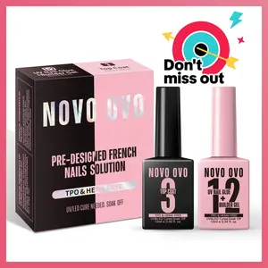 NOVO OVO UV Nail Glue and Builder Gel 2 in 1, No Wipe Top Coat Kit for Predesigned French Tip Nail Tips, HEMA TPO FREE, Super Strong Adhesive for Press on Acrylic Nails, Long Lasting, Easy to Use summerwins