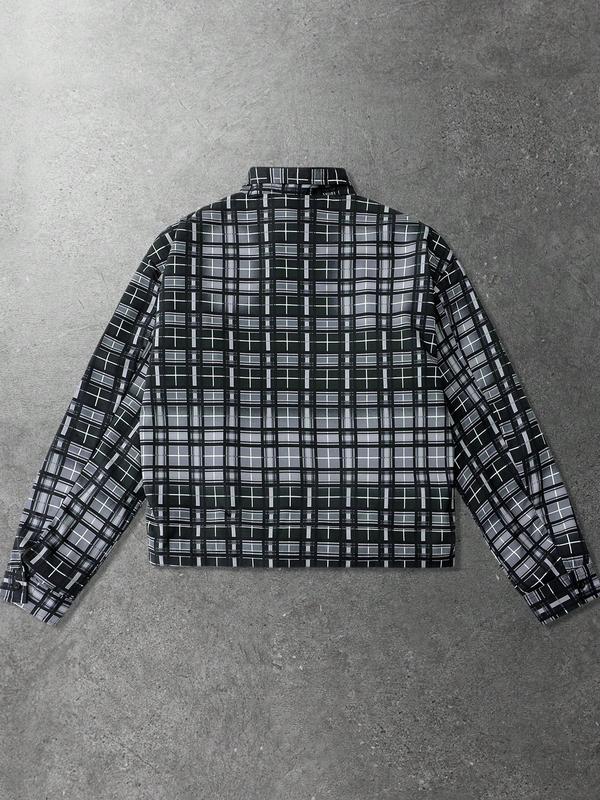 Men's Vintage Plaid Shirt with Rhinestones, Street Style Fashion, Casual Long Sleeve, Soft Comfortable Fabric, Casual Stylish Menswear