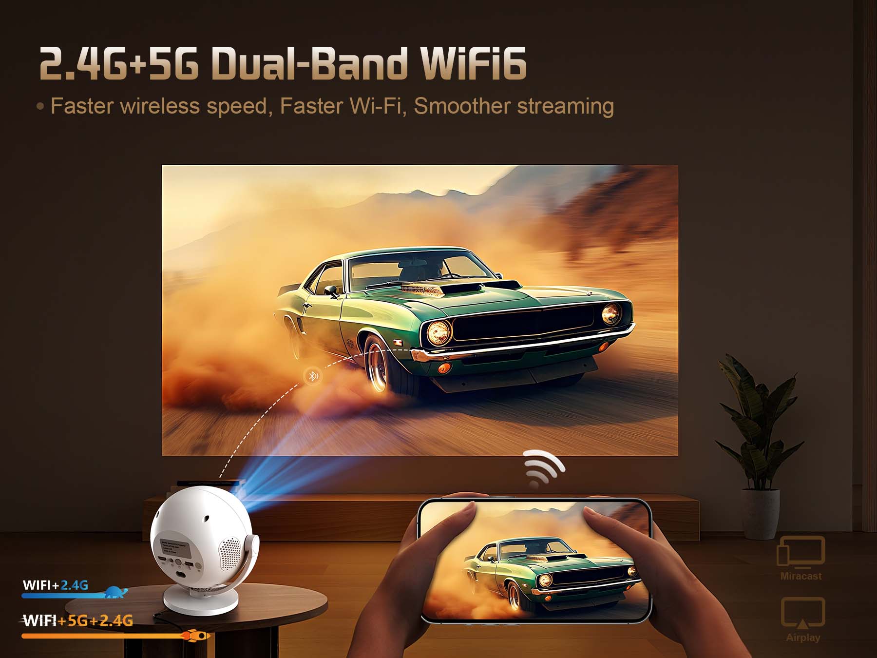 XBJ Mini smart portable projector with 360° rotatable, wifi and bluetooth android 11 WiFi movie outdoor 4k with built-in app and remote control ceiling Christmas Present XBJ Mini smart portable projector with 360° rotatable, wifi and bluetooth android 11 WiFi movie outdoor 4k with built-in app and remote control ceiling Christmas Present