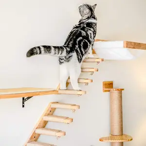 1pc Cat Climbing Shelf Wall Mounted Four Step Stairway #Summervibes #petlovers With Sisal Scratching Post For Cats Tree Tower Platform Jumping Pet Furniture