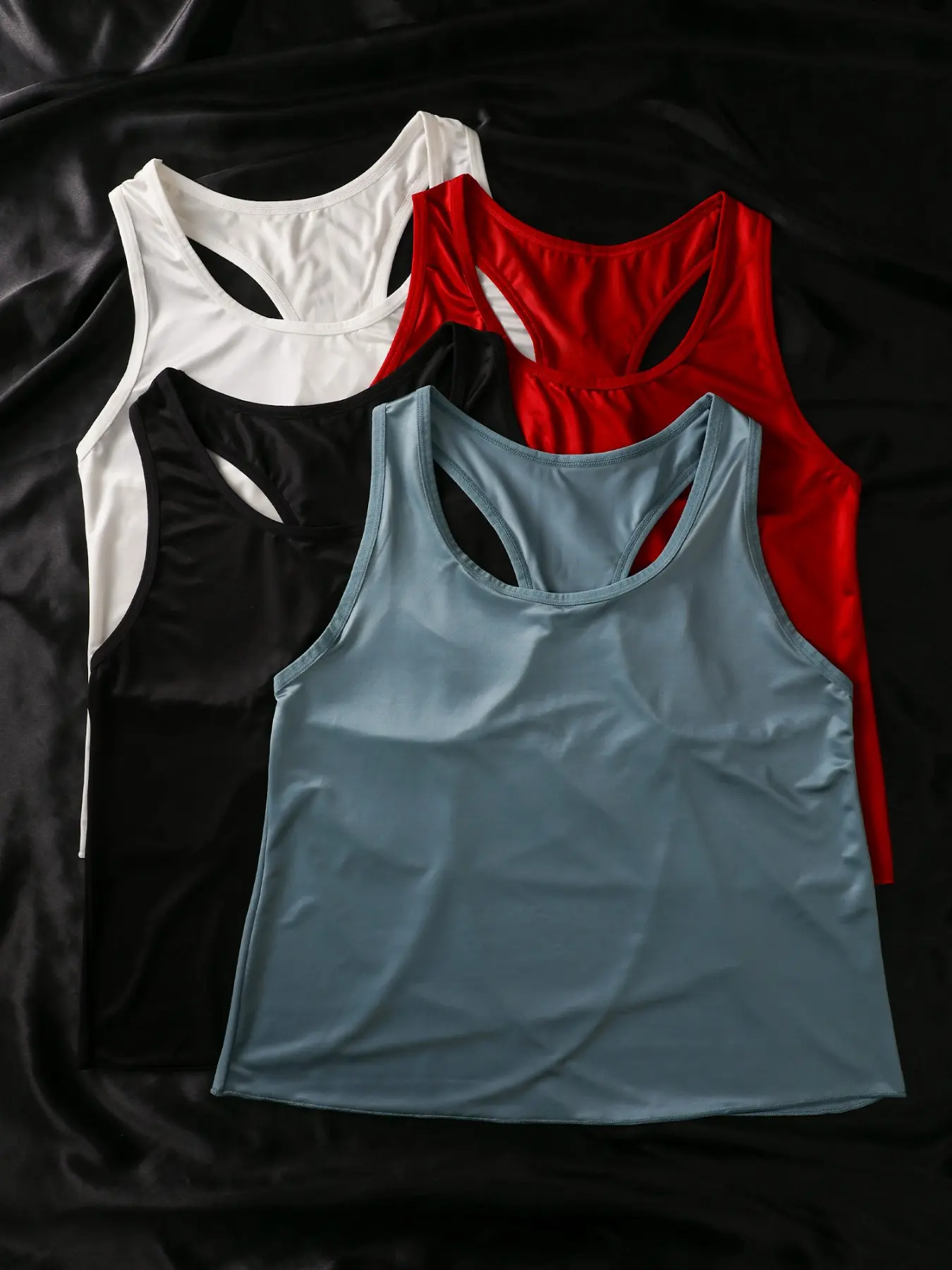 4 Pcs Biweier Women's Underwear Satin Solid Tank Tops, Comfortable Breathable Sleeveless, Smooth Seamless, Casual All-Season Wear