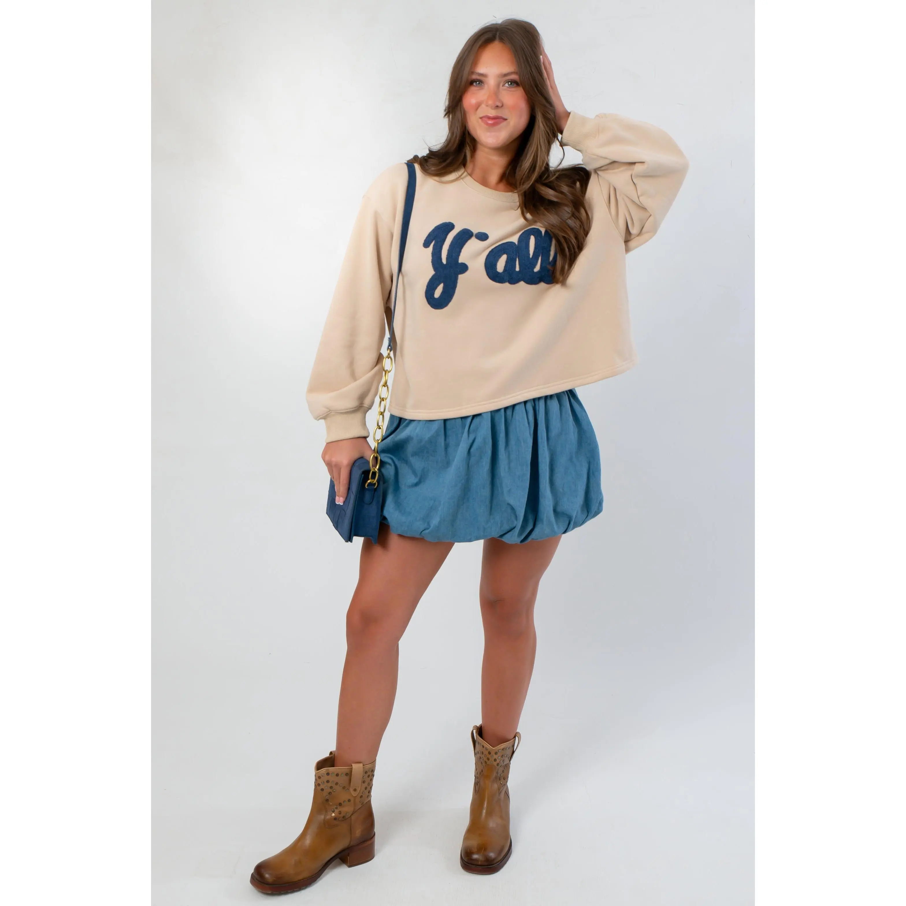 Along The Way Denim Bubble Skort