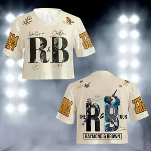RnB Tour 2026 Crop Top Football Jersey – Retro Concert Shirt, Hip Hop Music Fan Streetwear