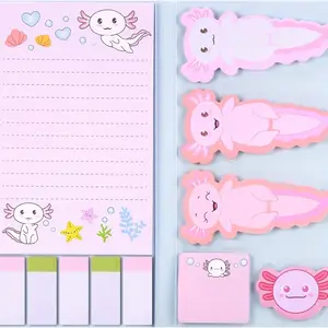 Super cute pastel sticky note pads featuring designs of American tree frogs, mermaids, otters, and capybaras perfect for party gifts and school supplies.