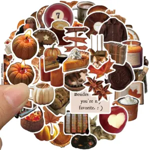 50pcs Autumn Leaves Stickers for Kids & Adults, Perfect for Laptop, Scrapbook, Water Bottle Decor, Harvest Festival Gift Ideas