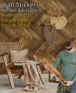 Wood grain pattern wall stickers, kitchen backsplash, self-adhesive peel and stick wall stickers, waterproof and oil-proof wallboard stickers, suitable for kitchen bathroom home office dormitory