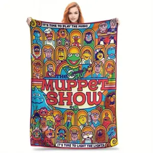 The Muppet Show Themed Queen-Size Flannel Fleece Blanket - Super Soft, Contemporary Style, Multi-Function for Couch and Bed, All-Season Use, Machine Washable, Ideal for Camping, Picnic, Travel, Perfec
