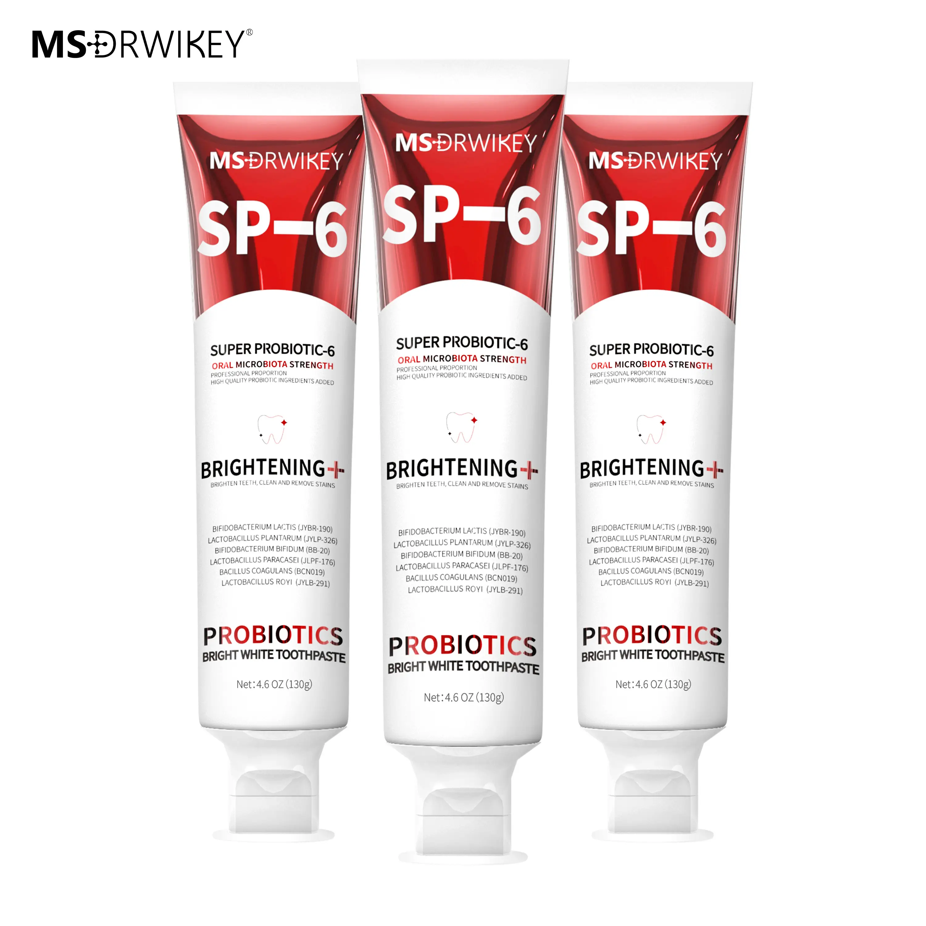 MSDRWIKEY SP-6 Probiotic Whitening Fresh Breath Toothpaste Set - 130g x 3 | Oral Care, Long-Lasting Freshness,Spring Gift Ideas