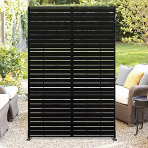 Metal Privacy Screen 72" h x 47" w, Outdoor Privacy Screens and Panels, Freestanding Decorative Fence for Patio Lawn Garden Deck Balcony, 3-Panel with Stand for Outdoor & Indoor Use