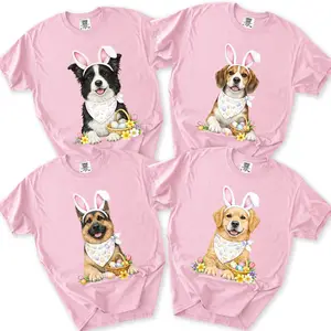 Custom Easter Dog Coquette Comfort Colors  Shirt, Easter Dog Bunny Ears, Dog Mom Coquette Shirt, Happy Easter Day Gift, Easter Bunny Dog
