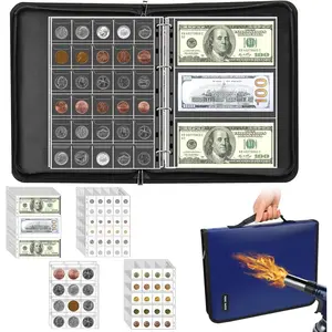 Collection Book Holder Organizer - 410 Pockets  Collection Supplies Album for Collector 36 Sleeves  Storage Case Fireproof   Collection Bill Pennies  Blue