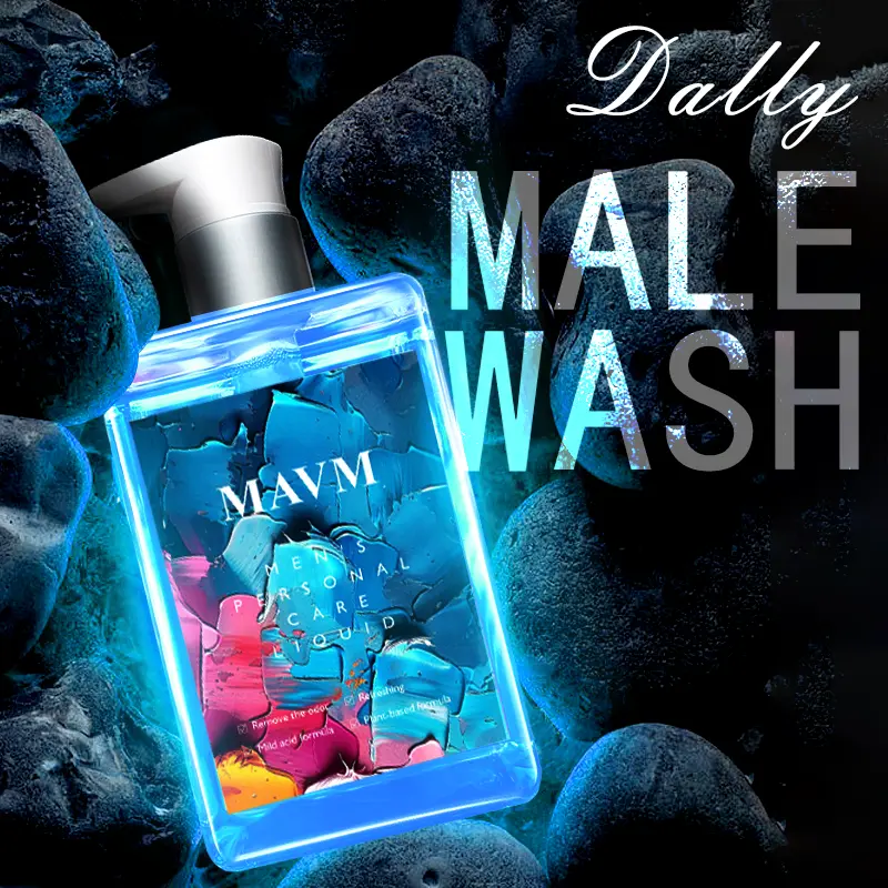 （D）MAVM Men's Daily Intimate Wash with Blue Fragrance, pH Balanced Cleanser Outdoorfun Body Care, Pure Fresh, Zero Stress.