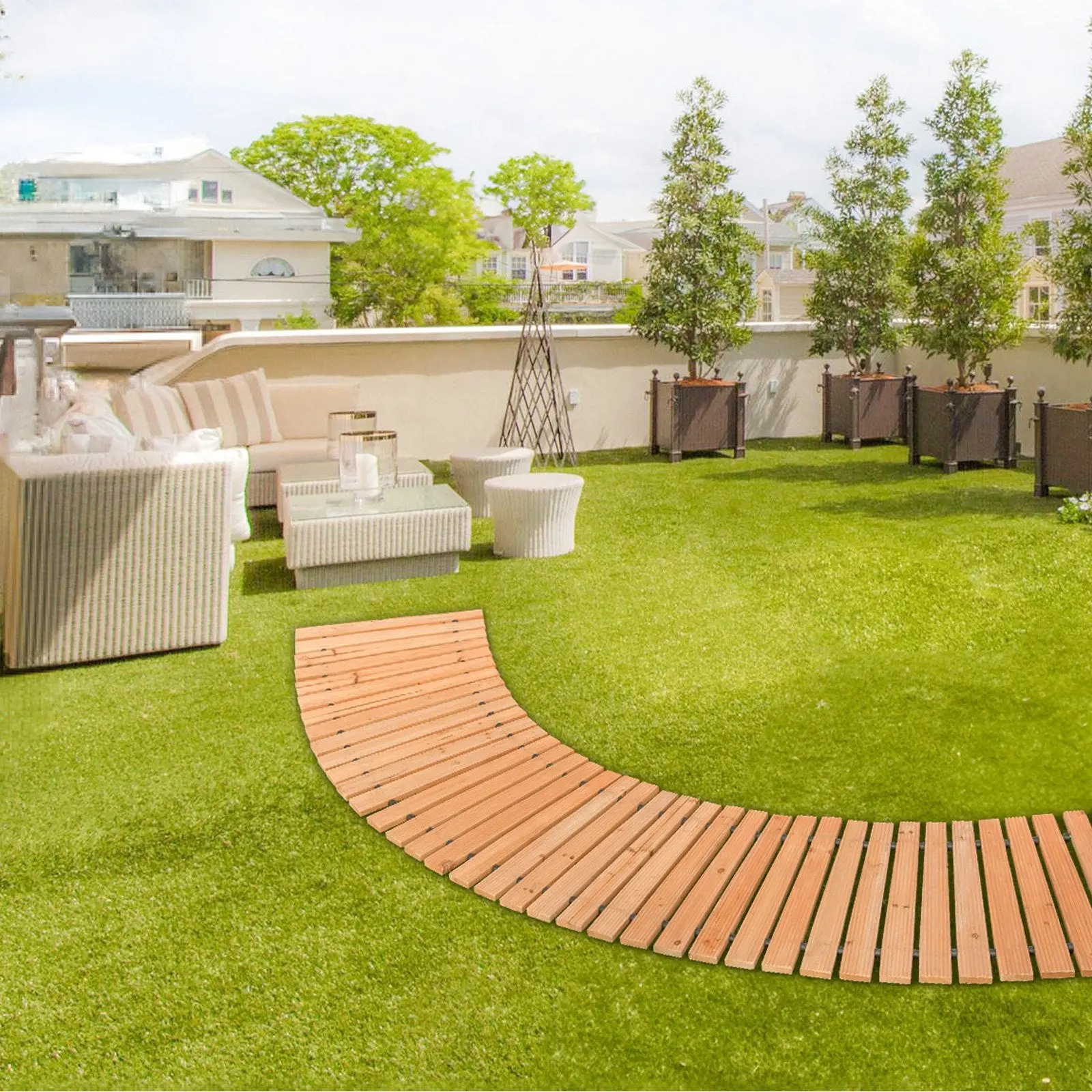Roll-Out Cedar Garden Pathway — Straight & Curved Walkway