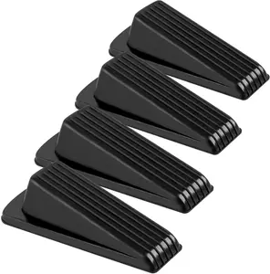 4 Pack Rubber Door Stoppers Wedge for Bottom of Door, Heavy Duty Non Slip Door Stops for Floor, Stackable Sturdy Door Wedges for Home Office Classroom Safety Door Holder Stopper