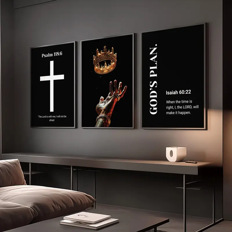 Set of 3 Black Exellence Wall Art; Bible Verse Prints