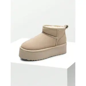 (New)Women's Classic Platform Fuzzy Mini Snow Boots - Genuine Suede Leather, Ankle-Height, Winter-Ready, Memory Foam Insole, Lightweight Anti-Slip Outsole, Black for Christmas Holiday, Festive Gatherings, Indoor Warmth & Outdoor Snow Runs