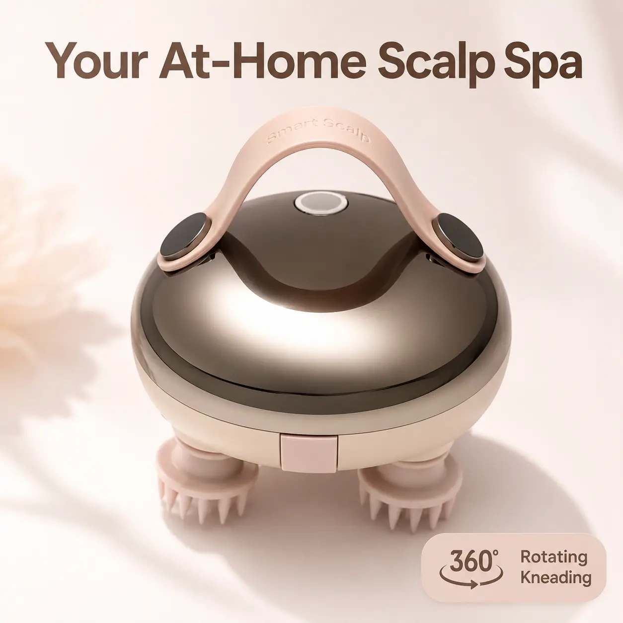 Electric Scalp Massager, Type-C Rechargeable Head Massager with 2 Types of Interchangeable Silicone Heads, Handheld Body Massager for Scalp, Neck, Shoulders, Back, Arms and Legs