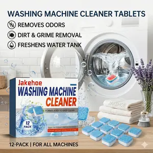 12Pcs Washing Machine Cleaner Tablets For Front Load Top Load Machines Removes Odors Dirt Grime Freshens Cleans Water Tank