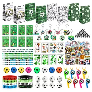 134 Pcs Soccer Party Favors Football Party Supplies with Stress Ball Keychain Sticker Bracelets Whistle Pencil Eraser Highlighter stickers for Soccer Birthday Decorations #SummerVibes
