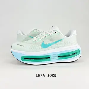 Fresh Summer Mint Green Low Top Athletic Trainers Gradient Cyan Dual Visible Air Cushion Thick Foam Midsole Perforated Breathable Mesh Running Sneakers for Unisex Park Outdoor Daily Jogging Wear