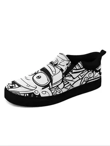 Men's Easy Wear Casual Slip-On Sneakers, Cute Cartoon Graphic Design, Lightweight Breathable Rubber Sole, All Season Comfort, Casual Breathable Shoes